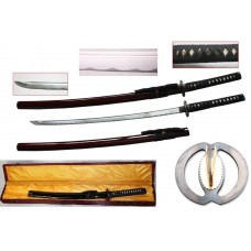 New Handmade Battle Ready Razor Sharp Japanese Fighting Samurai War Lord Warrior Miyamoto Musashi Wakizashi Katana Sword with Display Case 